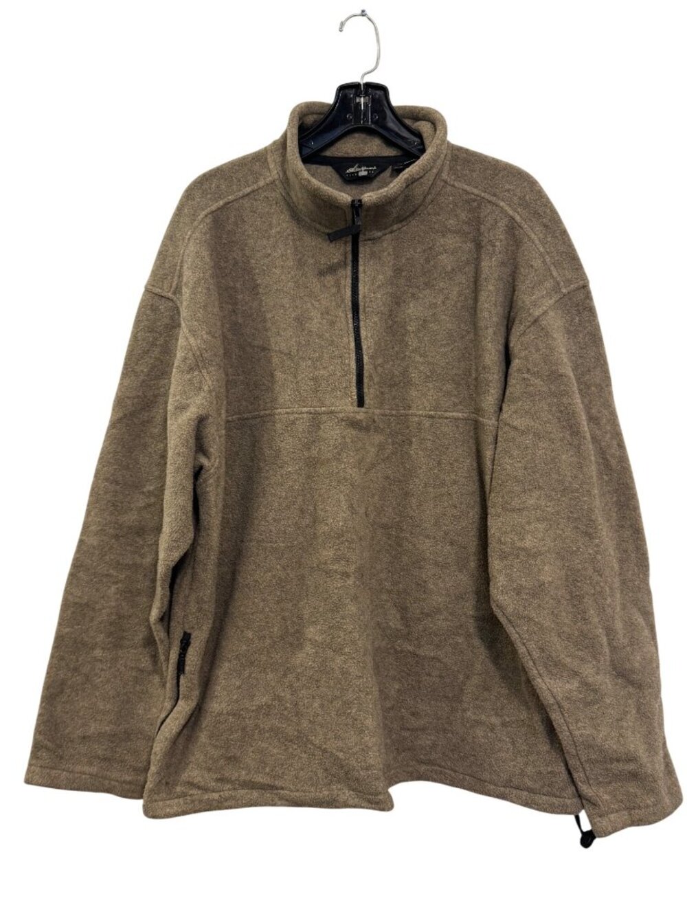 Eddie Bauer Mens Tall XL Fleece Pullover Jacket Brown 1/4 Zip